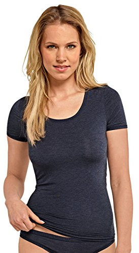 Schiesser Damen Unterhemd Kurzarm Personal Fit 2er Pack, Größe:S;Farbe:Nachtblau (804)
