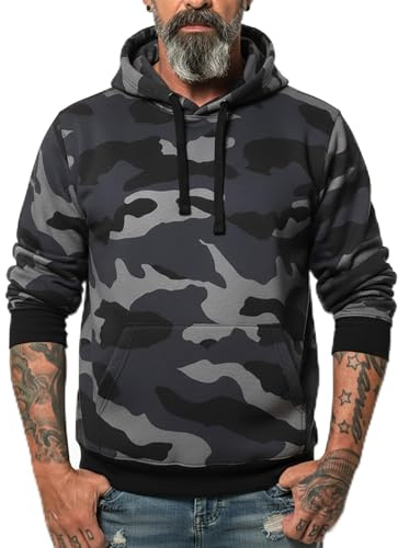 ROCK-IT Apparel Kapuzenpullover Herren Hoodie Workerhoodie Kapuzenpulli Sweatshirt Männer Hoody Größe XS-5XL hochwertig und sehr Soft Camouflage Schwarz/Blau 5X-Large