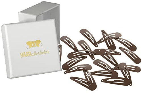 Haarallerliebst Haarspangen klein für Kinder & Damen – 20 Stück in braun (4 cm) inkl. Aufbewahrungsbox weiss – Ideal für dünnes & feines braunes Haar