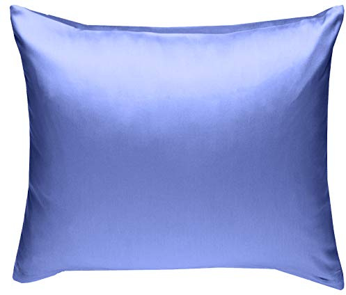 Bettwaesche-mit-Stil Mako-Satin Baumwollsatin Bettwäsche Uni einfarbig zum Kombinieren (Kissenbezug 50 cm x 50 cm, Hellblau)