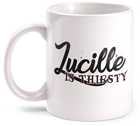 Fashionalarm Tasse Lucille Is Thirsty beidseitig bedruckt Motiv zur Serie T-W-D | Geschenk Idee Fans | Dead Walking The Saviors Baseballschläger, Farbe:weiß