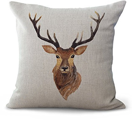 Hengjiang MY-A1151-01 Housse de coussin Motif Cerf Sika 45 x 45 cm Décoration pour la maison, Coton et lin, #09, 45 x 45 cm