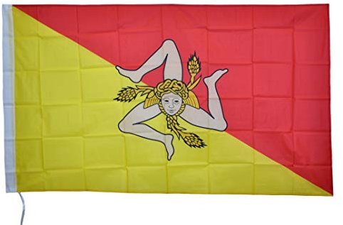 G.V Bandiera Trinacria Sicilia Regione Siciliana Flag Sicily 90X150 Alta qualità Tessuto