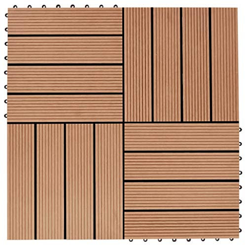 vidaXL 11x Terrassenfliesen WPC 30x30cm 1 qm Teakholzfarbe Holzfliesen Fliesen