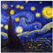 laprée - Schal Seide Damen Seidenschal Kunstreproduktion mit handgerolltem Rand 90 * 90cm - Die sternenklare Nacht von Vincent Van Gogh