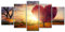 decomonkey - Impression sur Toile Campagne 100x50 5 Pièces - Tableau Décoration Appartement Déco Salon Bois arbres fleurs prairie forêt feuilles amour nature paysage plantes coeurs soleil