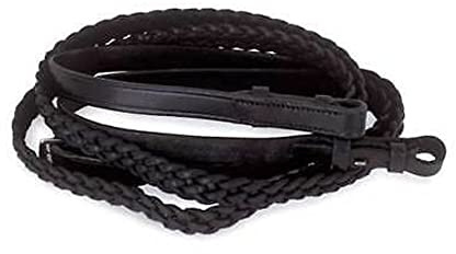 Hy Plaited Horse Leather Reins (Pony) (Black)