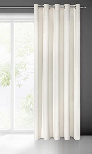 Eurofirany Villa Vorhang Samt Velvet Weich 10 Ösen-1 Stk. Edel Gardine Dick 290 g/m2 Elegant Glatt Einfarbig Flauschig Modern Klassisch Wohnzimmer Schlafzimmer Lounge, Creme, 140X250cm