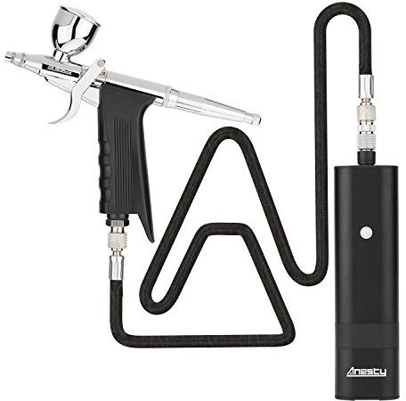 Anesty AHPPro High Pressure Cordless Airbrush Kit, Portable Airbrush Compressor,Connect Air Hose Compressor for Makeup,Cake Decoration,Barber, Painting Model,Painting Nail Black