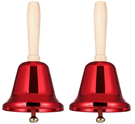 TOYANDONA Handglocken Metall Vintage Antike Tischglocke Rezeptionsklingel Tischklingel Anrufsglocke Musikalische Percussion Spielzeug für Schule Kirche Klassenzimmer Rezeption 2 Stück Rot