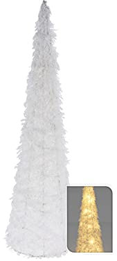Spetebo LED Pyramide in weiß - 60 cm - mit Kunstschnee - Kegel mit Timer Weihnachten Advent Winter Dekoration