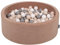 KiddyMoon Piscine À Balles pour Bébé Velours Rond 90X30cm/200 Balles 7Cm Fosses À Boules Jouet Enfant, Rose des Sables: Beige Pastel/Gris/Blanc