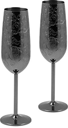 Edelstahl-Champagnerflöten, 2 Stück, 200 ml Sektgläser, Hochzeitsset für Hochzeiten, Partys und Jahrestage (schwarz beschichtet)