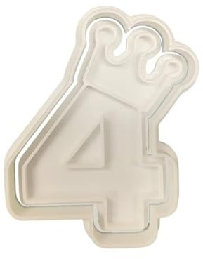 The Cookie Cutter Hub 9cm Crown Number 4 Cookie Cutter and Matching Embosser for Cookies Biscuits Clay Baking Decoration