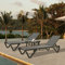 Domi Aluminium, Terrassen-Chaiselongue mit Beistelltisch, 5 Positionen verstellbare Rückenlehne und Rollen, Allwetter-Outdoor-Loungesessel für Strand, Hof, Balkon, Pool, Grau
