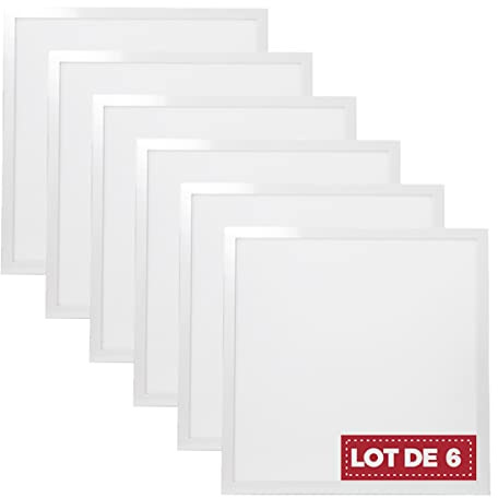 Digilamp Panneau LED 60x60 Ultra Slim 40W BLANC Froid 6000K, l'éclairage No Flicker, Pack de 6