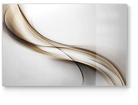 DEQORI Tagliere in vetro, grande, 30 x 20 cm, motivo coda diagonale, tagliere di design per cucina, tagliere per la colazione, antibatterico e antiscivolo, piano in vetro e piatto da portata