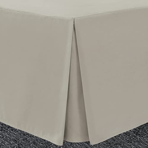 Bronwen Mathew Box Pleated Base Valance Sheet Single Bed Skirt Base Valance Sheets, Microfiber Soft Brushed Easy Care Non Iron (Single, Linen)