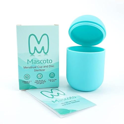 Mascoto ® Menstrual Cup and Disc Sterilizer: can be Used as a Portable & Reusable Public Restroom Menstrual Cup Cleaner, Storage Case, Holder and Microwave Steamer Sterilizer