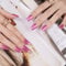 DANNI & TONI Semi Cured Gel Nail Strips,Pink Metallic Mirror Soft Self-Adhesive Gel Nail Stickers(Cosmic Bloom),Salon-Quality Gel Nail Polish Wraps Manicure Stickers Set 28Pcs
