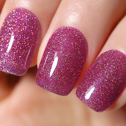 Ozzeal UV Nagellack Glitzer - Rosa Rot Schillernd Mit Glitzerndem Schimmer - Frühling Sommer Regenbogen Gel Polish - Soak Off UV Led Maniküre 15ML