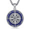 KINGWHYTE Kompass Anhänger für Männer 925 Sterling Silber Kompass Schmuck Graduierung Geschenk Halskette für Freunde, Geburtstag Jahrestag Schmuck Geschenke für Männer Ehemann Junge(Blau)