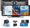 Hodozzy Wireless Apple Carplay and Android Auto, 9.3 HD IPS Touch Screen Portable Car Stereo Front Dash Cam, 2 Split Screen, Bluetooth, FM, 64G TF-Card, Backup Camera, Easy Install Car Screen