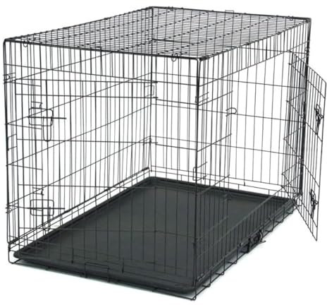 TactFire Hundekäfig Faltbar klappbar mit 2 Türen,Hundehöhle Hundebox Auto mit Bodenschale ((XL) 107 x 68 x 75 cm)