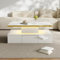 BTM Table Basse Blanc avec Éclairage LED, Table Basse Design Moderne avec Tiroirs et 2 Etagères, Laque Haute Luminosité, pour Salon et Chambre, 100X50X38.5cm