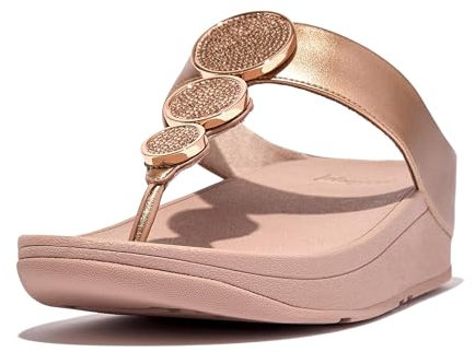 FitFlop Damen Halo Bead-Circle Metallic Toe-Post Schiebe-Sandalen, Rose Gold, 40 EU