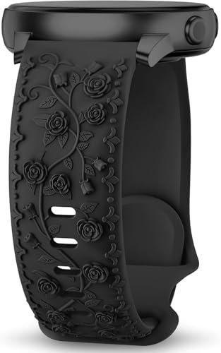 Unbeinst Floral Engraved Band Compatible with Samsung Galaxy Watch 7 6 5 4 Strap 40mm 44mm, 5 Pro 45mm, 6 4 42mm 46mm 43mm, Galaxy Active 2, 20mm Soft Silicone Replacement Sport Straps for Women