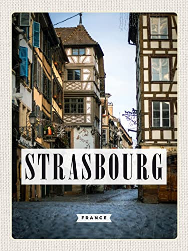 Ontrada Holzschild 30x40cm Strasbourg France la petite Panorama Holz Schild