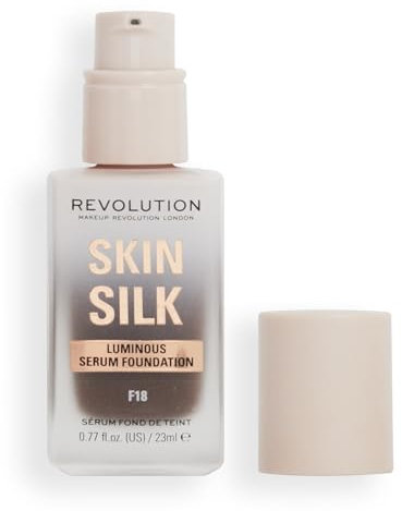 Makeup Revolution, Skin Silk Serum Foundation, Light to Medium Coverage, Contains Hyaluronic Acid, F18, 23ml