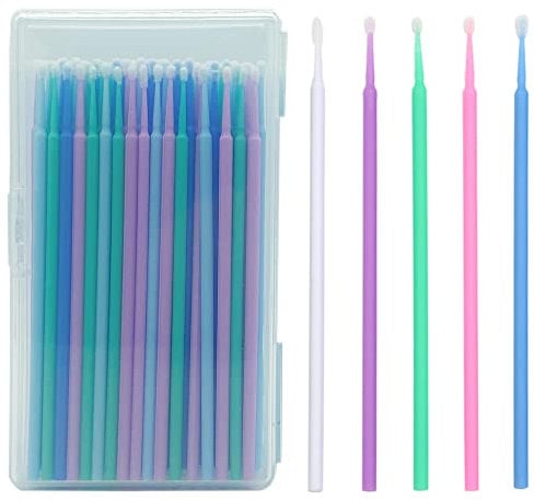 EMERSONGEARS Paint Swabs Car Set - 150 Pieces, Swab Brush for Exact Retouching of Small Paint Damage and Stone Chips - Fine, Plastic Box (Purple/White/Green/Blue/Pink)