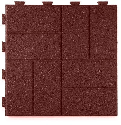 Playsafer Piastrelle ad incastro in gomma per mattoni, 40 x 40 cm, facili da installare, per uso interno ed esterno (rosso, 10 piastrelle)