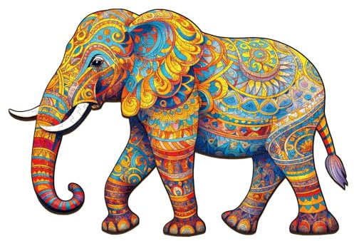 Blumuze Holzpuzzle Erwachsene 240Stück,Elefant Holz Puzzle, Holzpuzzle Einzigartige Tierform Puzzleteile,Puzzle aus Tierteilen,Puzzle Holz Erwachsene mit Geschenkbox aus Holz(L-14.8 * 9.8in)