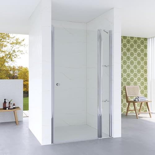 AQUABATOS Duschtür mit Festteil und Eckregalen 115 x 187 cm 113-116 cm Nischentür Dusche Drehtür Schwingtür Pendeltür festem Seitenteil Duschabtrennung Duschwand Glas für Nische Echtglas 5 mm klar