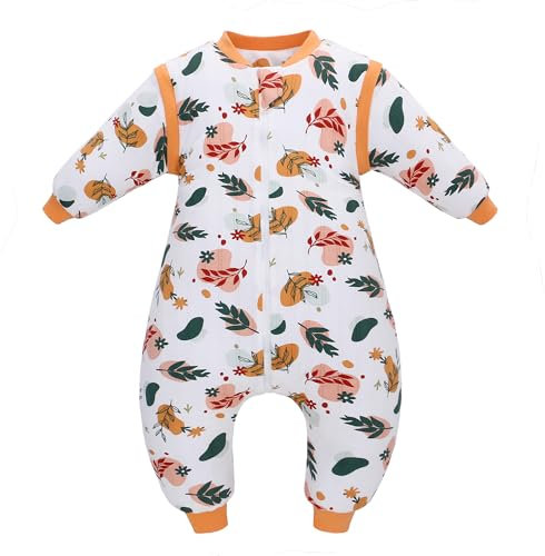amo nenes Baby Sleeping Bag with Legs 2.5 TOG Children's Wearable Blanket with Detachable Long Sleeve,Unisex 100% Cotton Winter Toddler Sleep Sack for Infant Toddler