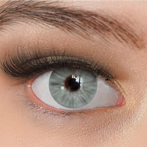 Kontaktlinsen farbig ohne Stärke grün | farbige blaue Jahreslinsen | weiche Linsen | 2 Stück Farblinsen + Linsenbehälter | 0.0 Dioptrien | natürliche Farben | Charmiga Miami Green