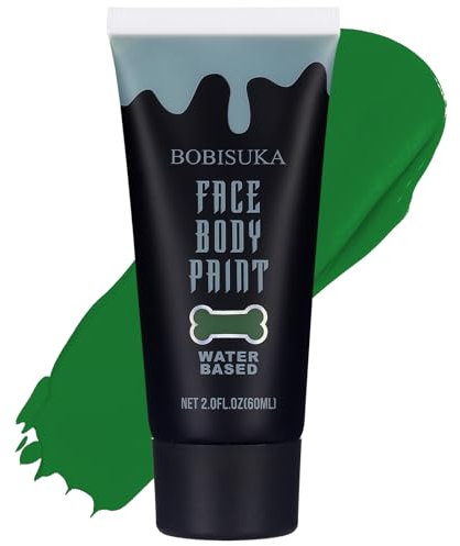 BOBISUKA Halloween Pintura Facial Verde Oscuro Lavable - Pinturas Corporales para Maquillaje Teatral, Carnaval, Fiesta, No Tóxico Resistente al Agua Larga Duración