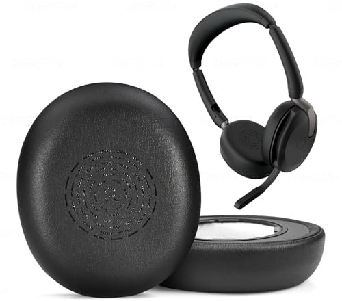 XBERSTAR Ersatz-Ohrpolster für Jabra Evolve2 65 Flex Wireless Stereo Headset, Ohrpolster mit weichem Protein-Leder-Memory-Ohrpolster-Set