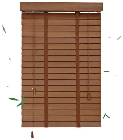 Jalousien aus Massivholz, 60 cm, 75 cm, 90 cm, 105 cm, 120 cm, 135 cm, 140 cm, natürliches Holz, horizontale Fensterläden mit Bändern, für Verdunkelungsfensterschirme, B x H 70 x 120 cm