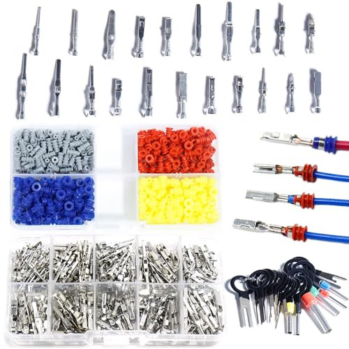 shengbowi Kit di connettori a perno crimpato per auto elettrica auto 1/1,5/1,8/2,2/2,3/2,5/2,8/3,5 mm maschi e femminili guarnizioni per fili rimozione kit attrezzi moto ATV filo Ni