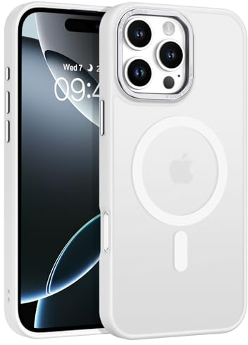 BENTOBEN Custodia per iPhone 16 Pro Max 2024, custodia magnetica per iPhone 16 Pro Max [compatibile con MagSafe] Cover protettiva trasparente opaca sottile antiurto bianca