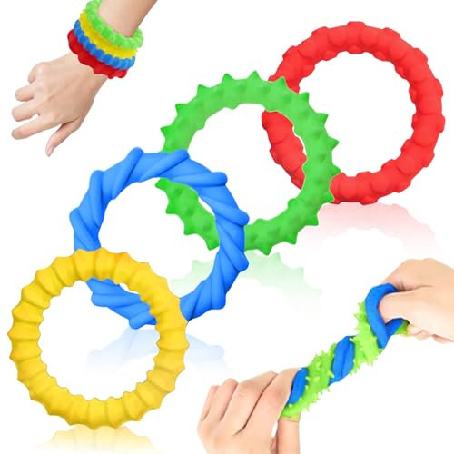 Sensorisches Zappelspielzeug, 4er Pack Anti Stress Armband Kinder, Fidget Armband für besondere Bedürfnisse Autistische Kinder und Erwachsene Autismus Spielzeug