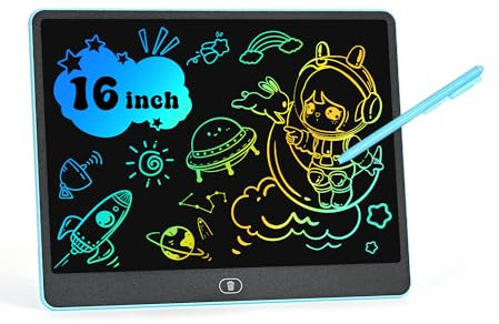Tablette d'écriture LCD de 16 Pouces Coloré,Effaçable Et réutilisables,pour Filles de 3 4 5 6 7 8 Ans Tablette Dessin Enfant,Jouet Educatif de Filles et Garçons, Cadeaux d'anniversaire Noël