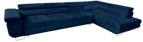 COMFORTINO FURNITURE Ecksofa mit Schlaffunktion PASTI XL L-Form, Sofa Couch mit Bettkasten, Couch Eckcouch, Schlafsofa für Wohnzimmer, Big Sofa Couch mit Schlaffunktion, Sofa (Blau, Ottomane Rechts)