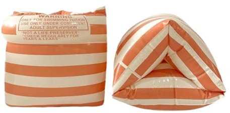 YOBOKO Aufblasbare Schwimmflügel zum Schwimmenlernen Schwimmtrainingsringe Schwimmarmband für Kinder Jungen Mädchen Erwachsene 2 Stück (Orange Stripe)