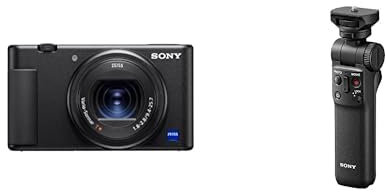 Sony ZV-1 Premium Kompaktkamera (1 Sensor, 24-70mm F1.8-2.8, 4K Video, Augen-Autofokus, neigbares Display, für Fotos und Videos) + Handgriff