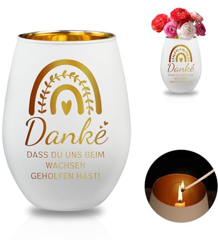 LIHIQIYA Weihnachten Geschenk für Erzieher, Windlicht mit Gravur, Teelichthalter für Lehrerin Personalisierte Weihnachtsdeko innen, Wichtelgeschenke für Frauen Kindergarten Tagesmutter Kita Lehrer